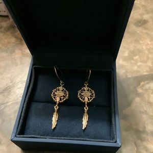 10k gold Harley Davidson dream catcher earrings